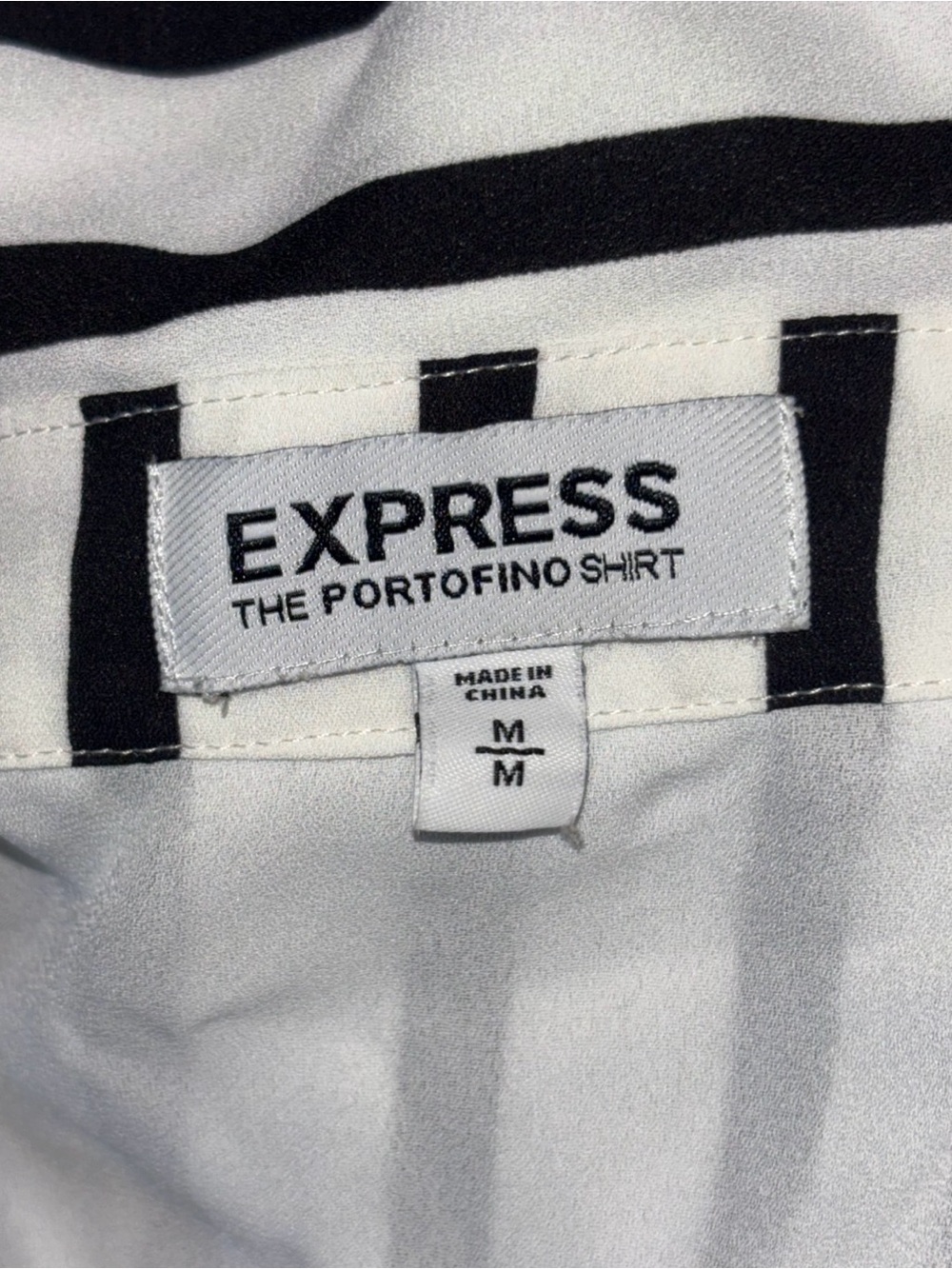 Express Portofino Black White Striped Button Up Blouse Shirt Medium - Picture 7 of 10